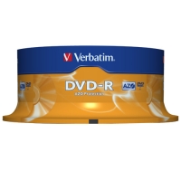 DVD-R Verbatim AZO 4,7 GB - 16x, potisknutelné, cake box, 25-pack