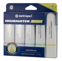 Zvýrazňovač Centropen Highlighter Style Soft 6252/4+1 - klínový hrot, 1-4,6 mm, sada 4+1 ks