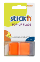 Samolepící záložky Stick n Hopax Pop - Up Flags - 25x45 mm, plastové, 50 listů, oranžové