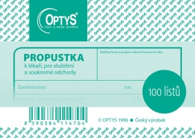 Propustka Optys - A7, 100 listů