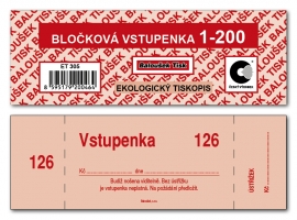 Bločková vstupenka ET305 - 13,3x3,9 cm, 200 listů