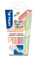 Přepisovatelný zvýrazňovač Pilot FriXion Light Natural - klínový hrot, 4 mm, mix barev, sada 6 ks