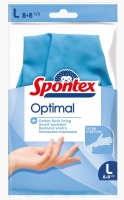 Úklidové rukavice Spontex Optimal - latexové, bavlněná výstelka, velikost L, 1 pár