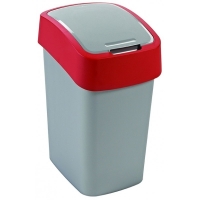 Výklopný odpadkový koš Curver Flip Bin 9 l - plastový, stříbrný/červený - DOPRODEJ