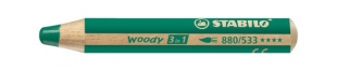 Pastelka Stabilo Woody 3 in 1 - zelená, 1 ks