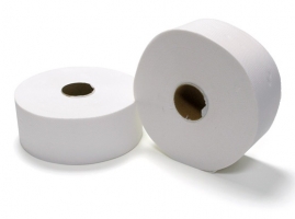 Toaletní papír Jumbo 190 - středový odvin, dvouvrstvý, 100% celulóza, výška 13,4 cm, 200 m, 6 rolí