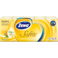 Papírové kapesníčky Zewa Softis Soft & Sensitive - čtyřvrstvé, 100% celulóza, 10 balíčků - DOPRODEJ