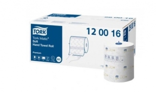 Jemný papírový ručník v roli Tork Matic Premium 120016 - dvouvrstvý, celulóza TAD, 120 m, 480 útržků, systém H1, 6 rolí