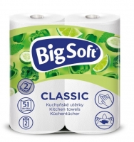 Kuchyňské utěrky Big Soft Classic - role, dvouvrstvé, 100% celulóza, 50 útržků, 2 role