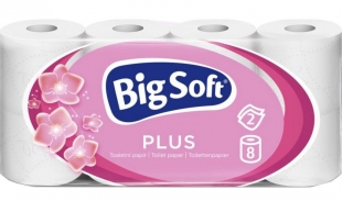 Toaletní papír Big Soft Plus - dvouvrstvý, 100% celulóza, 160 útržků, 8 rolí