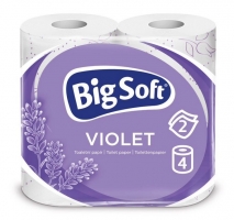 Toaletní papír Big Soft Violet - dvouvrstvý, 100% celulóza, 190 útržků, 4 role