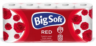 Toaletní papír Big Soft Red - třívrstvý, 100% celulóza, 150 útržků, 10 rolí