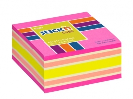 Samolepící bloček kostka Stick n Hopax Regular Cube - 76x76 mm, 400 listů, neon, mix barev, růžová