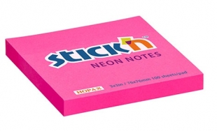 Samolepící bloček Stick n Hopax Neon Notes - 76x76 mm, 100 listů, neon, růžový