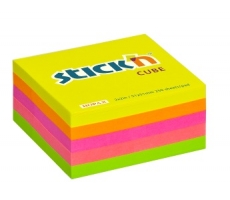 Samolepící bloček mini kostka Stick n Hopax Regular Cube - 51x51 mm, 250 listů, neon, mix barev