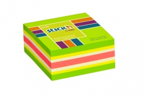 Samolepící bloček mini kostka Stick n Hopax Regular Cube - 51x51 mm, 250 listů, neon, mix barev, zelená