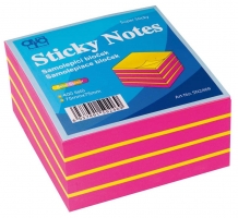 Samolepící bloček kostka Sticky Notes - 75x75 mm, 400 listů, neon, růžovo-žlutá - DOPRODEJ