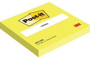 Samolepící bloček 3M Post-it 654-NY - 76x76 mm, 100 listů, žlutý