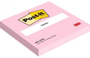 Samolepící bloček 3M Post-it 654-PNK - 76x76 mm, 100 listů, růžový