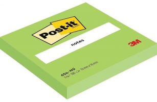 Samolepící bloček 3M Post-it 654-NG - 76x76 mm, 100 listů, zelený