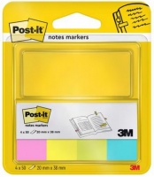 Samolepící záložky 3M Post-it 670-4N - 20x38 mm, papírové, 4x50 listů, neon, 4 barvy