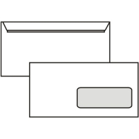 Poštovní obálka DL - s okénkem, krycí páska, 110x220 mm, bílá, 50 ks