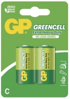 Zinkochloridové baterie GP Greencell 1,5 V - malé mono, R14, typ C, 2 ks