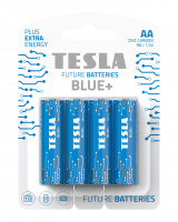 Zinkouhlíkové baterie Tesla BLUE+ 1,5 V - tužka, R6, typ AA, 4 ks