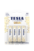 Alkalické baterie Tesla GOLD+ 1,5 V - tužka, LR6, typ AA, 4 ks