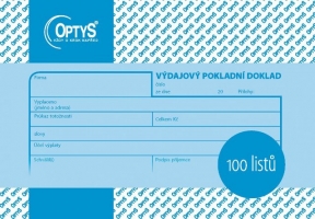 Výdajový pokladní doklad Optys - A6, 100 listů