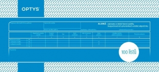 Záznam o době řízení vozidla, bezpečnostních přestávkách a odpočinku - Alonž, 29,7 x 14 cm, 100 listů