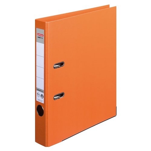 Pákový pořadač A4 Herlitz maX.file protect plus - 5 cm, celoplastový, kovová lišta, rado zámek, oranžový