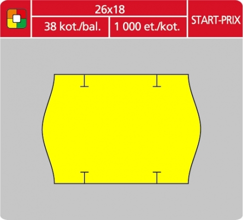 Značkovací etikety do etiketovacích kleští (EZ) - START-PRIX, 26x18 mm, žluté, 1000 etiket